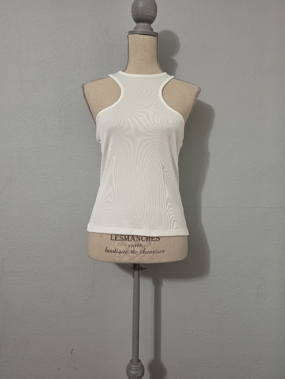Nasty Gal White Racer Cut Ribbed Stretchy Fitted Tank Top NWT 10